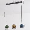 Koyoto hanging light, globe light, pendant light blue, gold, green, 3-light sources