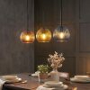 Koyoto hanging light, globe light, pendant light blue, gold, coppery, 3-light sources