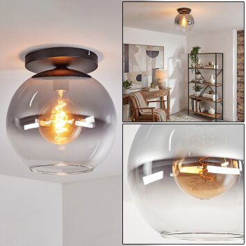 Koyoto ceiling light, globe light 30 cm clear, Smoke-coloured, 1-light source