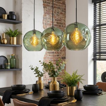 Ripoll hanging light, globe light, pendant light green, 3-light sources