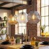 Ripoll hanging light, globe light, pendant light Amber, clear, Smoke-coloured, 3-light sources