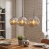 Ripoll hanging light, globe light, pendant light chrome, Smoke-coloured, 3-light sources