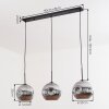 Ripoll hanging light, globe light, pendant light chrome, Smoke-coloured, 3-light sources