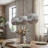 Ripoll hanging light, globe light, pendant light chrome, Smoke-coloured, 3-light sources