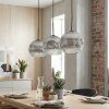 Ripoll hanging light, globe light, pendant light chrome, clear, Smoke-coloured, 3-light sources