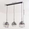 Ripoll hanging light, globe light, pendant light clear, Smoke-coloured, 3-light sources
