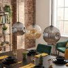 Ripoll hanging light, globe light, pendant light Amber, Smoke-coloured, 3-light sources