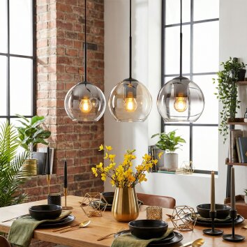 Koyoto hanging light, globe light, pendant light Amber, clear, Smoke-coloured, 3-light sources