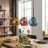 Koyoto hanging light, globe light, pendant light blue, gold, coppery, 3-light sources