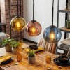 Koyoto hanging light, globe light, pendant light blue, gold, coppery, 3-light sources