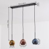 Koyoto hanging light, globe light, pendant light blue, gold, coppery, 3-light sources