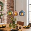 Koyoto hanging light, globe light, pendant light blue, green, coppery, 3-light sources