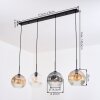 Ripoll hanging light, globe light, pendant light Amber, clear, Smoke-coloured, 4-light sources