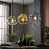 Koyoto hanging light, globe light, pendant light blue, gold, green, clear, 3-light sources
