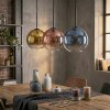 Koyoto hanging light, globe light, pendant light blue, gold, clear, coppery, 3-light sources