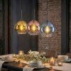 Koyoto hanging light, globe light, pendant light blue, gold, clear, coppery, 3-light sources