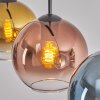 Koyoto hanging light, globe light, pendant light blue, gold, clear, coppery, 3-light sources