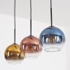 Koyoto hanging light, globe light, pendant light blue, gold, clear, coppery, 3-light sources