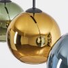 Koyoto hanging light, globe light, pendant light blue, gold, green, 3-light sources