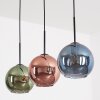 Koyoto hanging light, globe light, pendant light blue, green, coppery, 3-light sources