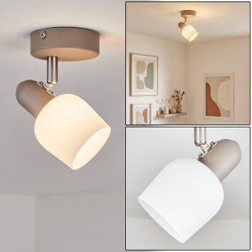 Sivol ceiling light, ceiling spotlight matt nickel, sand-coloured, 1-light source