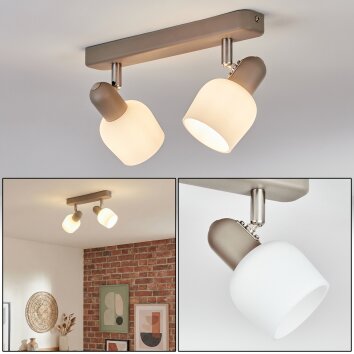 Sivol ceiling light, ceiling spotlight matt nickel, sand-coloured, 2-light sources