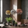 Ripoll hanging light, globe light, pendant light chrome, gold, clear, coppery, Smoke-coloured, 3-light sources