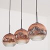 Ripoll hanging light, globe light, pendant light clear, coppery, 3-light sources