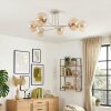 Gastor ceiling light, globe light sand-coloured, 6-light sources