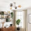 Gastor ceiling light, globe light sand-coloured, 6-light sources