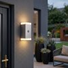 Remil outdoor wall light, Up & Down Light, wall light LED brushed steel, 2-light sources, Motion sensor