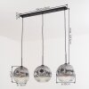 Ripoll hanging light, globe light, pendant light clear, Smoke-coloured, 3-light sources