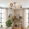 Gastor ceiling light, globe light 80 cm sand-coloured, 6-light sources