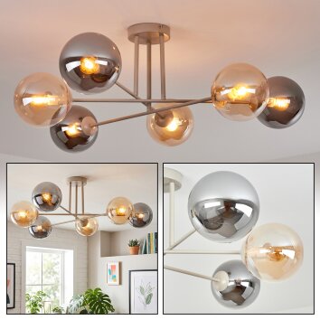 Gastor ceiling light, globe light 80 cm sand-coloured, 6-light sources
