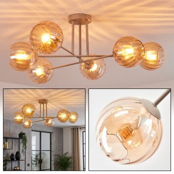 Koyoto ceiling light, globe light 78 cm sand-coloured, 6-light sources