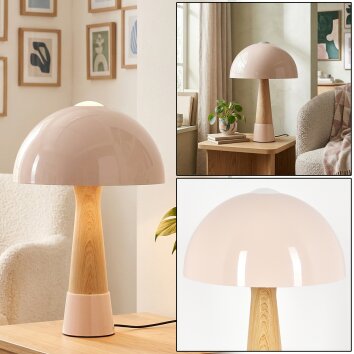 Mushroom Shaped  Forgek table lamp Champagne, Wood like finish, 1-light source
