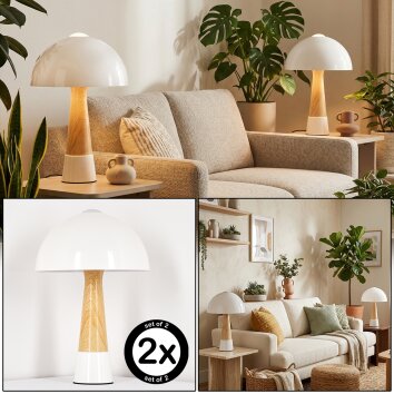 Forgek table lamp Wood like finish, sand-coloured, 1-light source