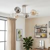 Ripoll ceiling light, globe light sand-coloured, 6-light sources