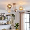Ripoll ceiling light, globe light sand-coloured, 6-light sources