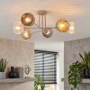 Ripoll ceiling light, globe light sand-coloured, 6-light sources