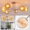 Ripoll ceiling light, globe light sand-coloured, 6-light sources