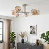 Ripoll ceiling light, globe light sand-coloured, 6-light sources