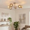 Ripoll ceiling light, globe light sand-coloured, 6-light sources