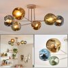 Ripoll ceiling light, globe light sand-coloured, 6-light sources