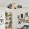 Ripoll ceiling light, globe light sand-coloured, 6-light sources