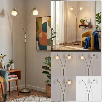 Sarel floor lamp LED matt nickel, 2-light sources