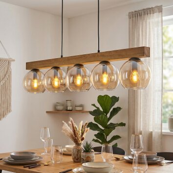 Koyoto hanging light, globe light, pendant light Ecru, black, 5-light sources