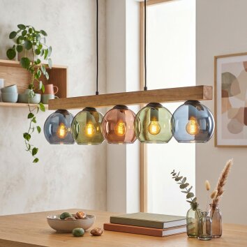 Koyoto hanging light, globe light, pendant light Ecru, black, 5-light sources