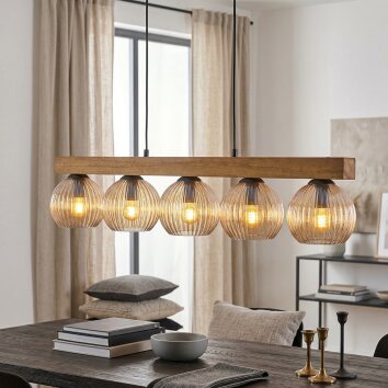 Koyoto hanging light, globe light, pendant light Ecru, black, 5-light sources