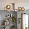 Ripoll ceiling light, globe light sand-coloured, 6-light sources
